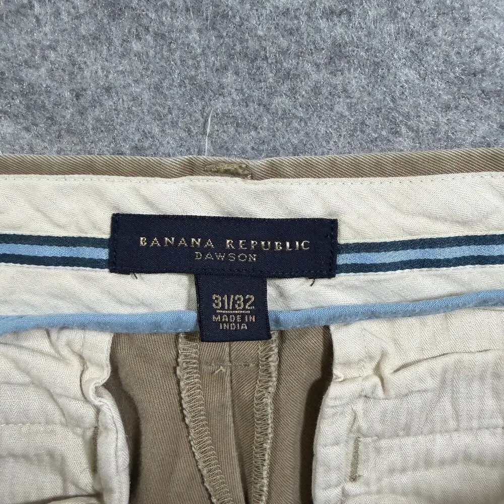 Banana Republic Dawson Pants Mens 31/32 Khaki Straight Leg 100% Cotton Chino